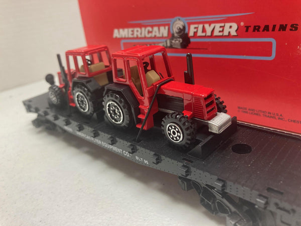 American Flyer Flatcar With Two Die-Cast Farm Tractors (6-48509)