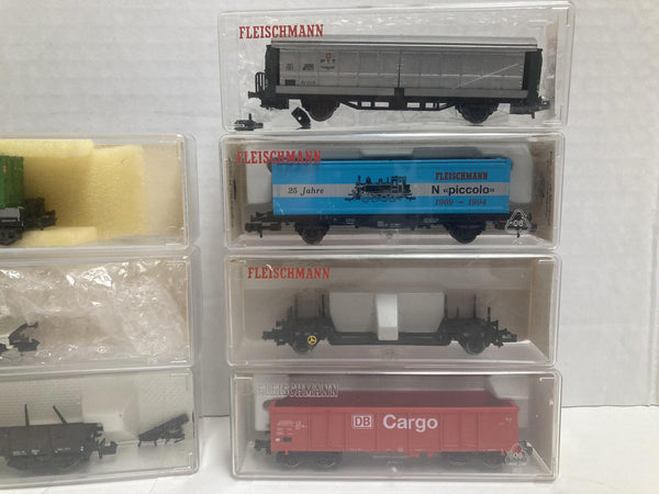 Fleishmann N Scale Bundle: (7 Count) Long Flats cars, Boxcars, Gondola, Flat car