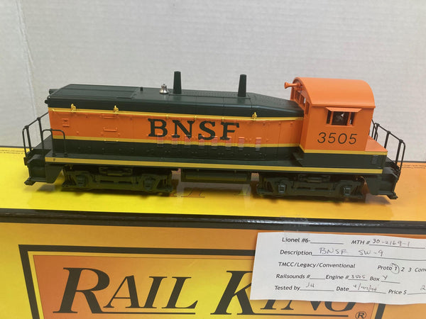 MTH 30-2169-1 BNSF SW-9 Switcher Diesel Engine w/ BCR