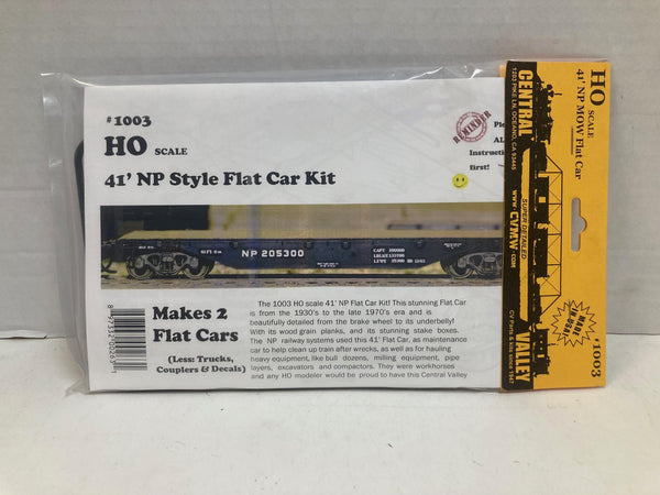 Central Valley HO Scale 41' NP Style Flat Car Kit #1003 – Makes 2 Flat Cars – HO Scale – New