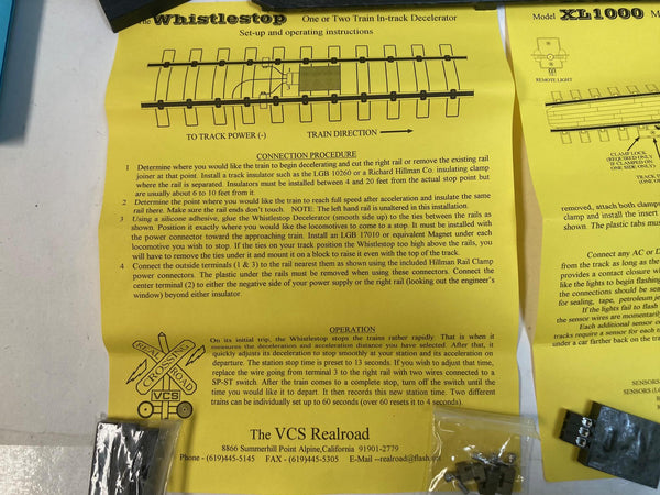 VCS RealRoad G Gauge XL1000 Railroad Crossing Lights w/ ITD100 “Whistle Stop” In-Track Decelerator