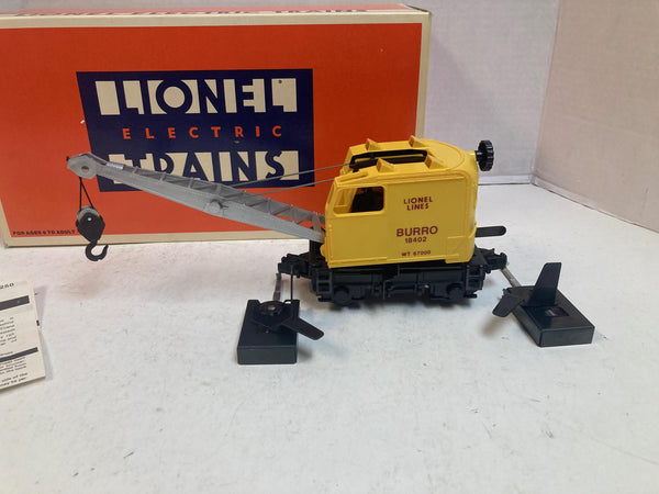 Lionel Operating Burro Crane #6-18402 O Gauge – Pre-Owned Very Good