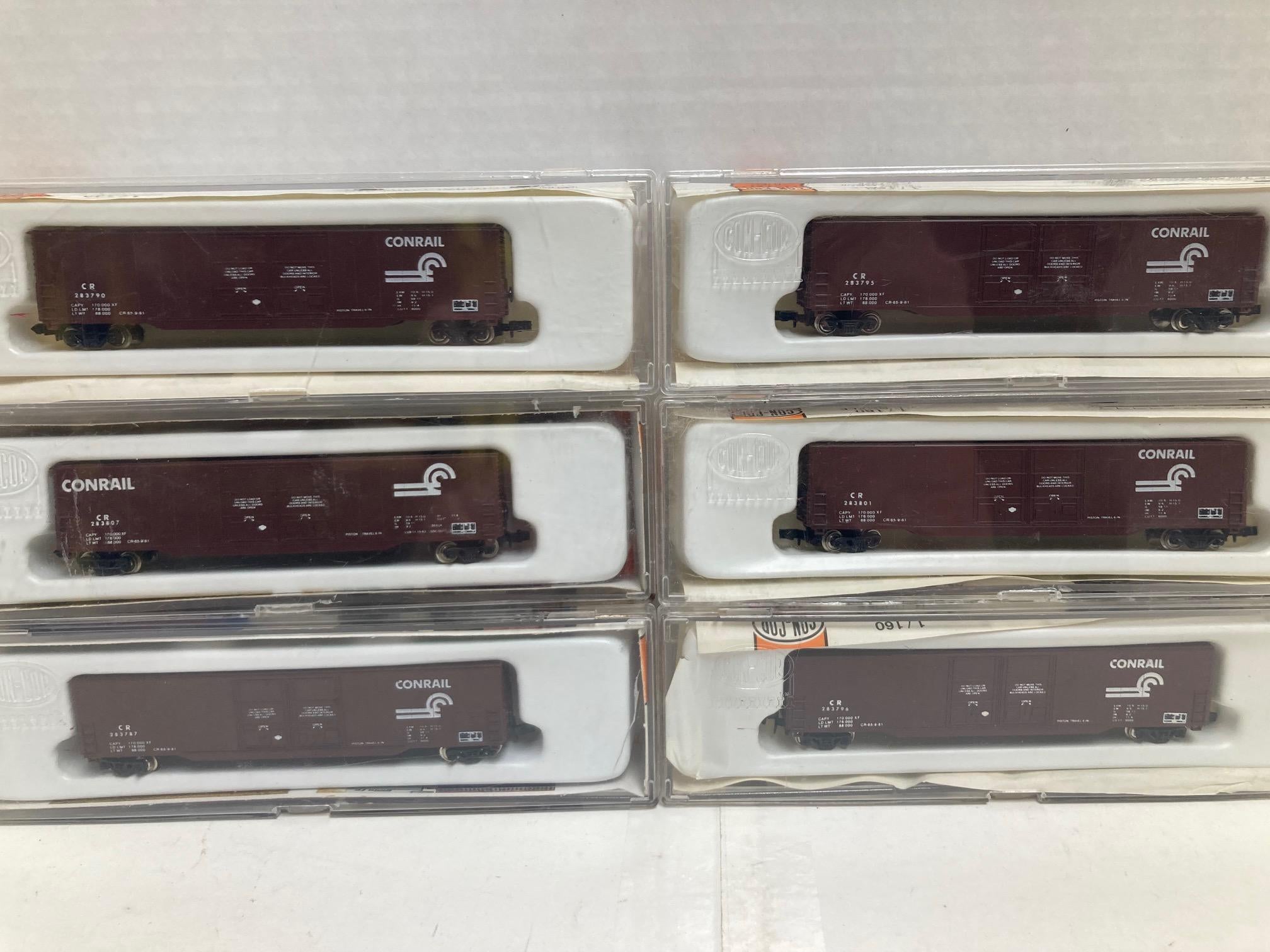 Con-Cor N Scale Conrail 60 Ft Box Car 6 Pack "all have different numbers" (5552 Cars 1-6)