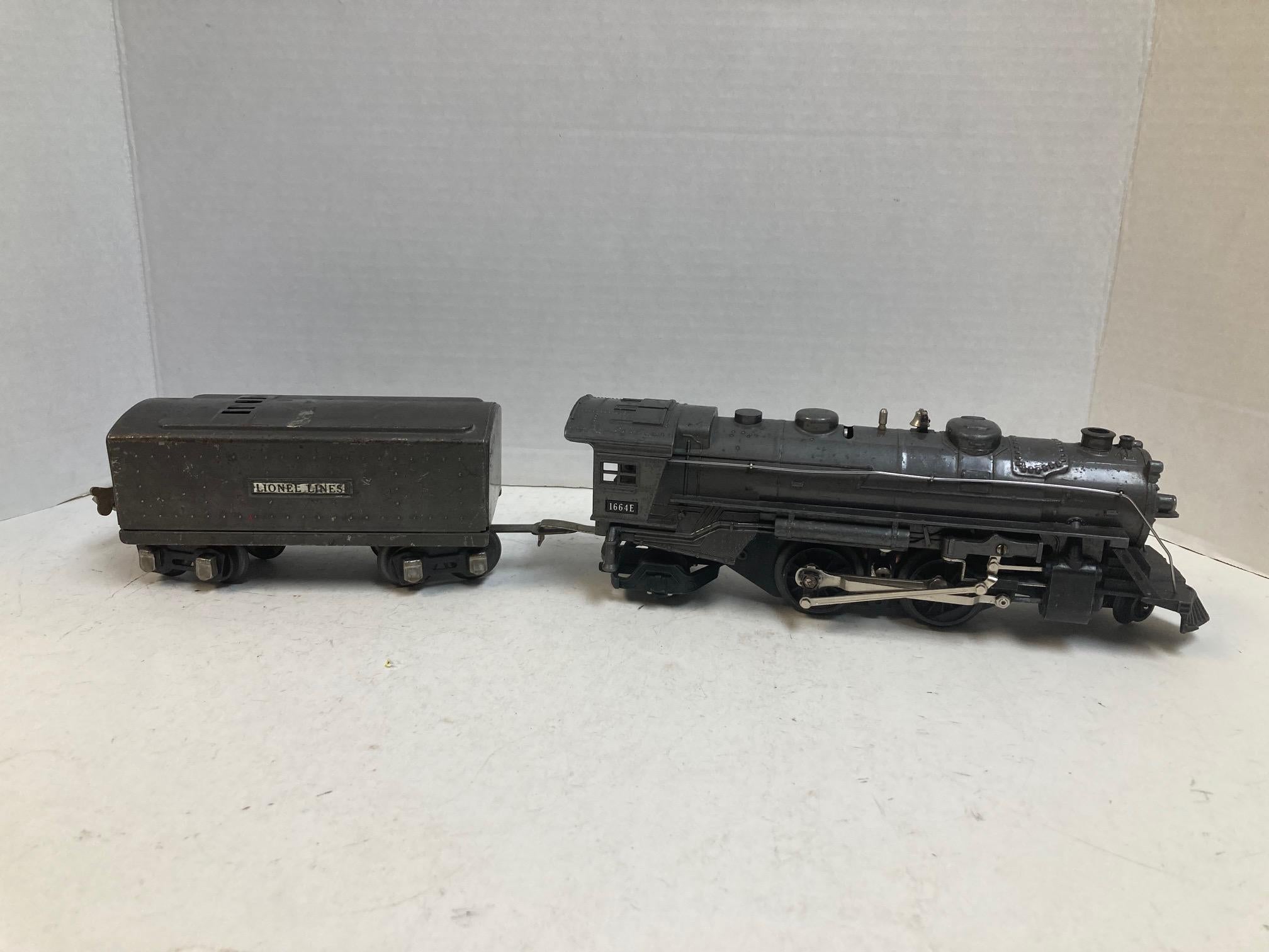 Lionel Pre-War 1664E Silver Steam Locomotive w/ Lionel Lines Tender – Tested & Running – O Gauge