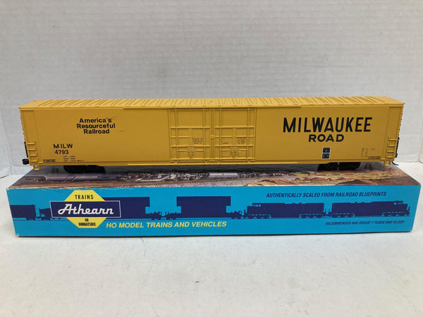Athearn Blue Box HO 80' Hi-Cube 4-Door Boxcar – Milwaukee Road – Pre-Owned
