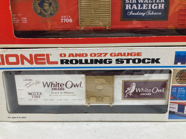 Lionel Tobacco Series Boxcar Lot of 3 - Camel, Raleigh, White Owl - #7701 #7706 #7707
