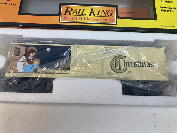 MTH RailKing 30-74257 Christmas Boxcar – 2005 Holiday O-Gauge – NIB