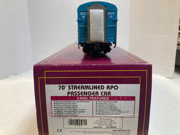 MTH Premier 20-2986A GE Evolution 70' Streamlined RPO Passenger Car - READ