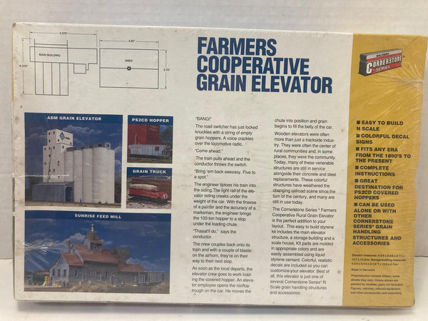 Walthers N Scale Farmers Cooperative Grain Elevator Cornerstone series kit (933-3238)