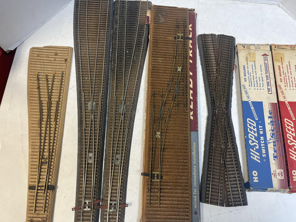 Vintage Tru-Scale HO Gauge Track Switch Lot - Built & Kits (8 Turnouts + Crossing)
