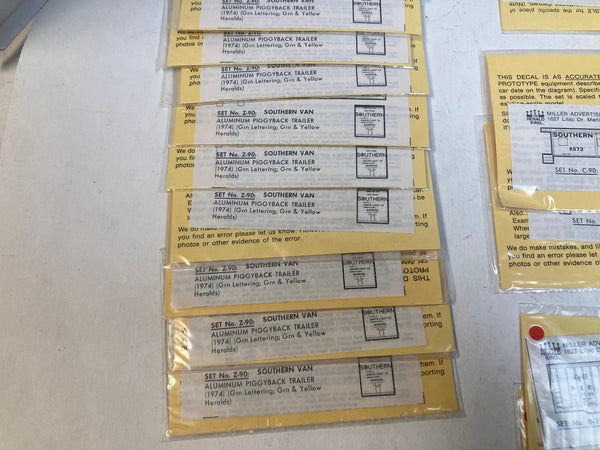 30 Lot Herald King HO Scale Decals - Southern Railway & PRR - New Old Stock