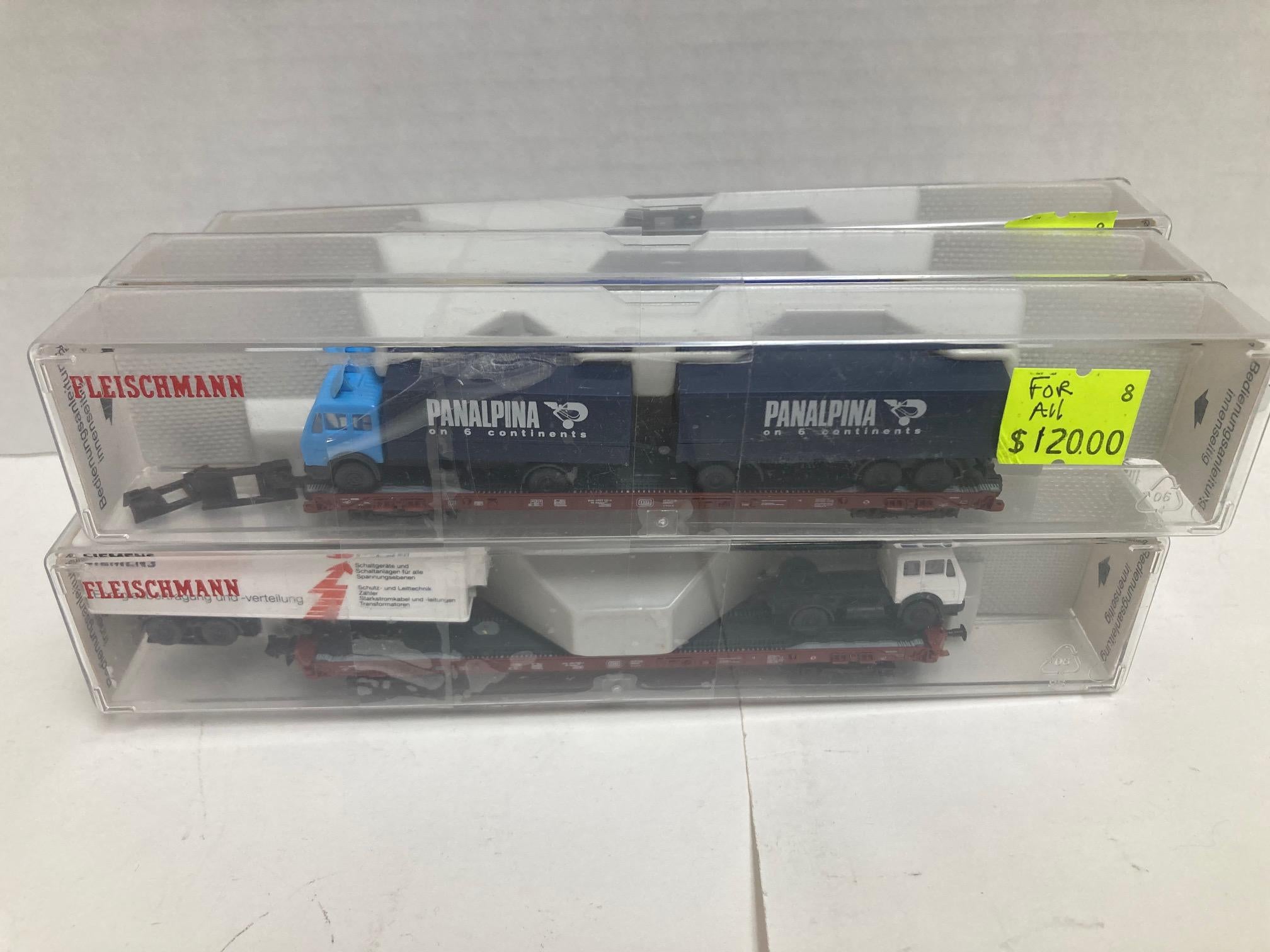 Fleishmann Flat Cars w/ Trucks N Scale (#8270, 8272, 8274, 8278, 8279)