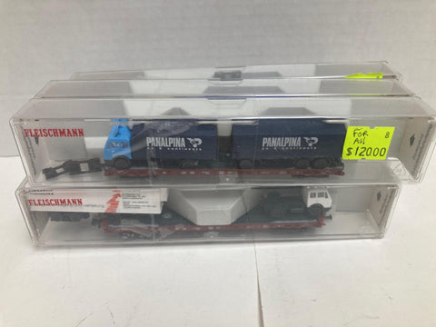 Fleishmann Flat Cars w/ Trucks N Scale (#8270, 8272, 8274, 8278, 8279)